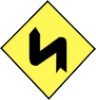Double Bend to Left Ahead road sign