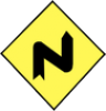 Double Bend to Right Ahead road sign
