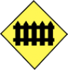 Level Crossing with Gates Ahead road sign