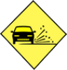Loose Aggregate/Gravel Ahead road sign