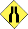 Road Narrows Ahead road sign