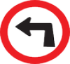 Turn Left Ahead road sign